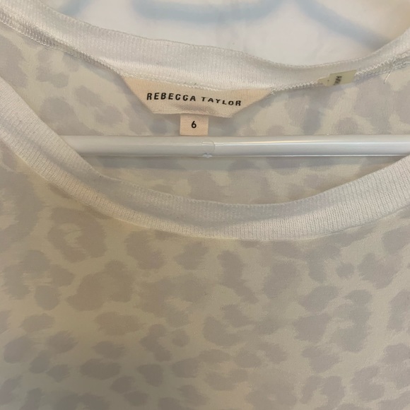 SOLD Rebecca Taylor Lynx Silk Tee in Snow Leopard - Picture 4 of 8